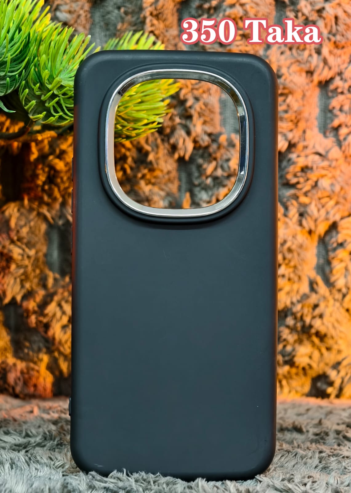 Soft Silicon Cover With Silver Ring For Redmi Note 14 Pro